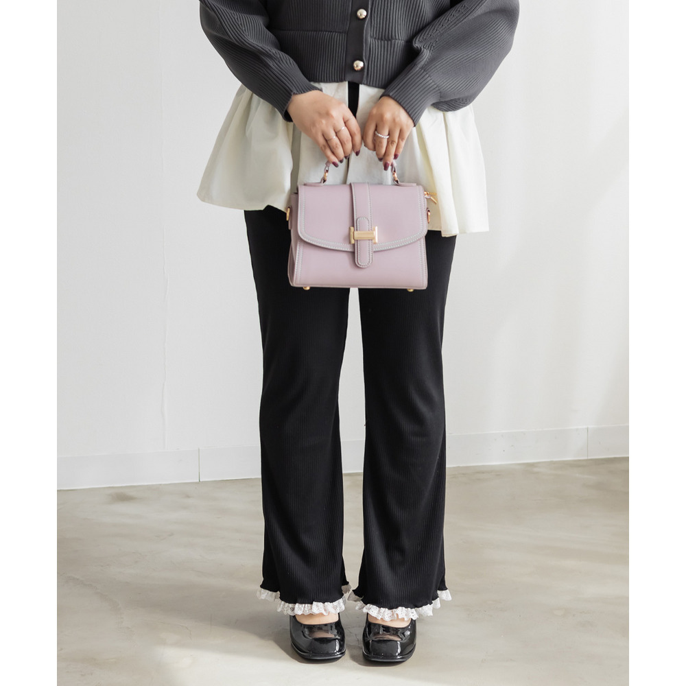 裾レースストレッチフレアパンツ2