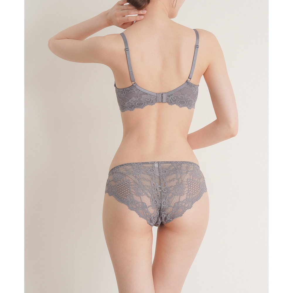 脇高シャイニーレースブラジャー&ショーツセット3