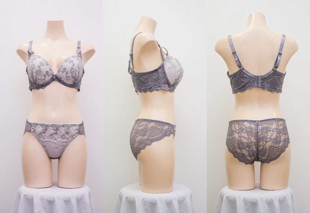 脇高シャイニーレースブラジャー&ショーツセット7