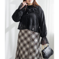 CLETTEオリジナルリボンタイスカラップレースブラウス