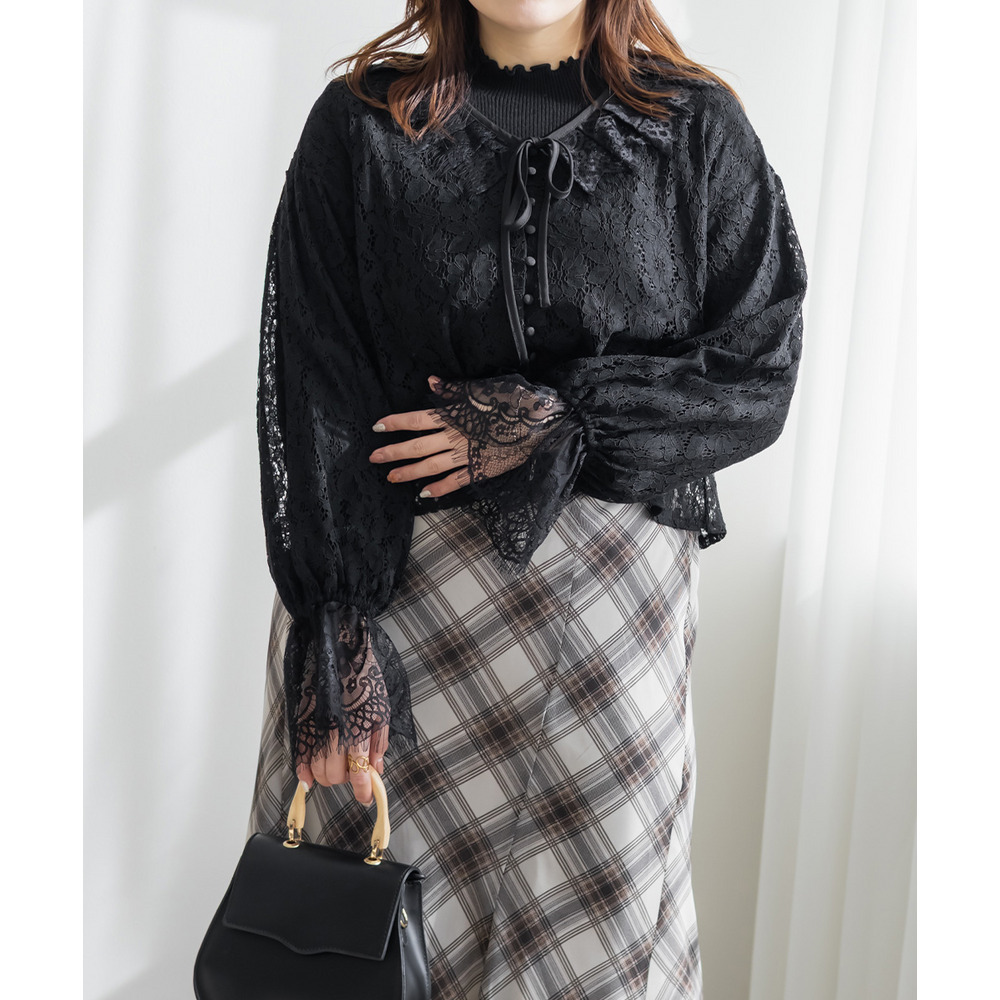 CLETTEオリジナルリボンタイスカラップレースブラウス10