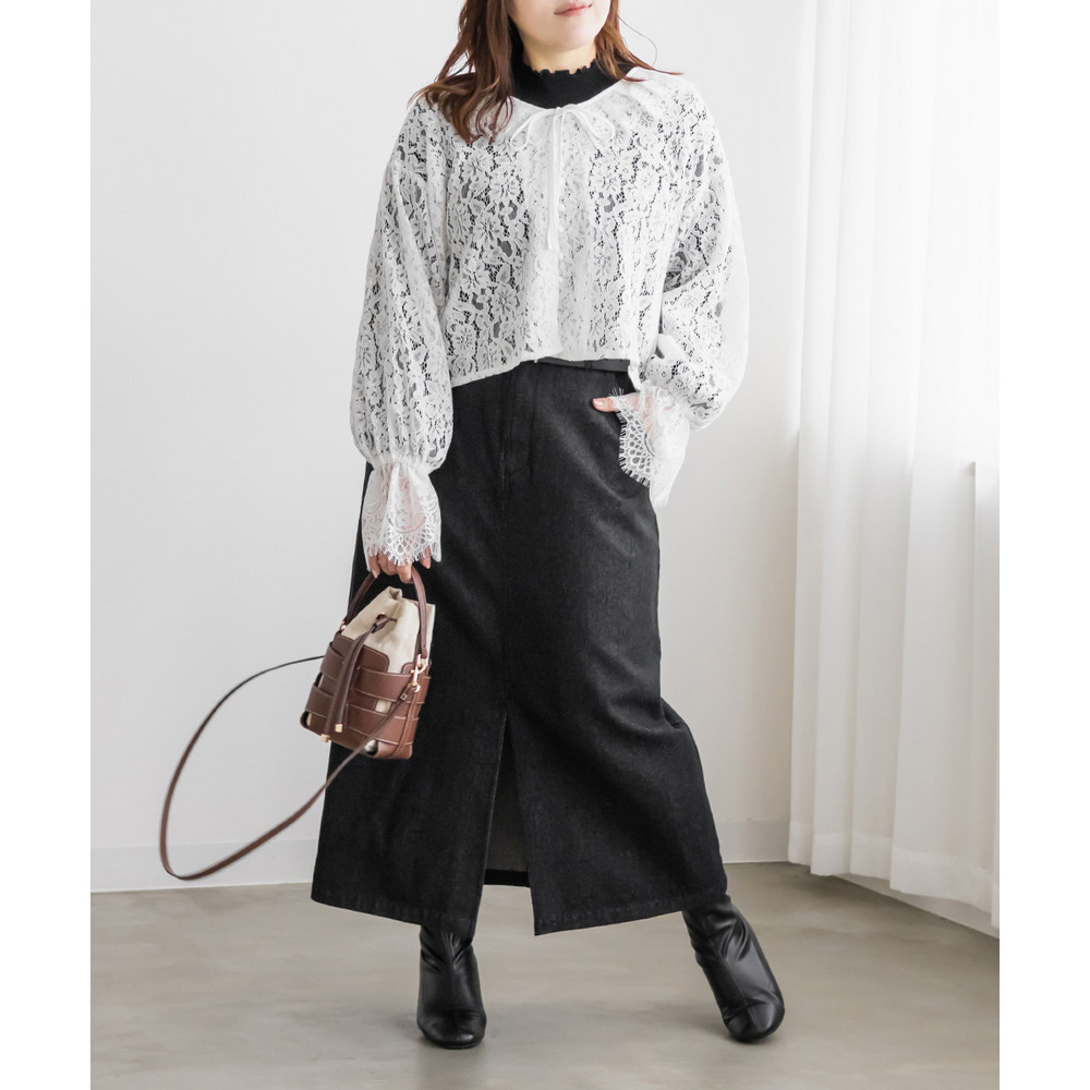 CLETTEオリジナルリボンタイスカラップレースブラウス2