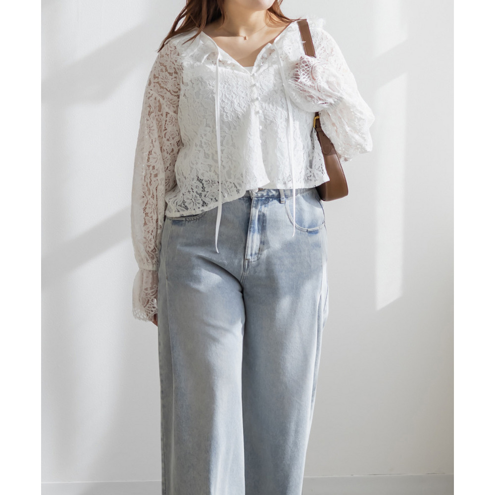 CLETTEオリジナルリボンタイスカラップレースブラウス6