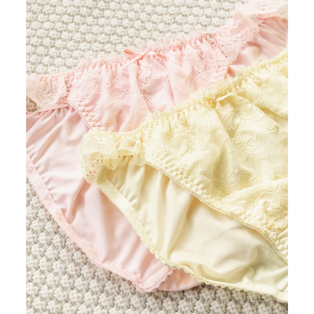 脇高レースアップリボンブラジャー&ショーツセット4