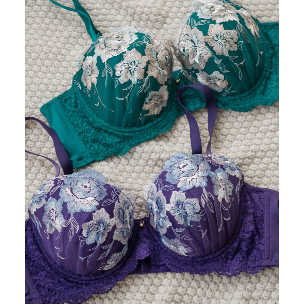 脇高エレガントレースソフトワイヤーブラジャー&ショーツセット4