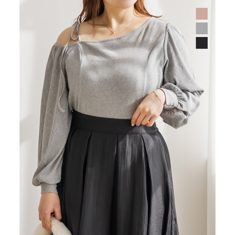 CLETTEオリジナルアシメネックリブトップス