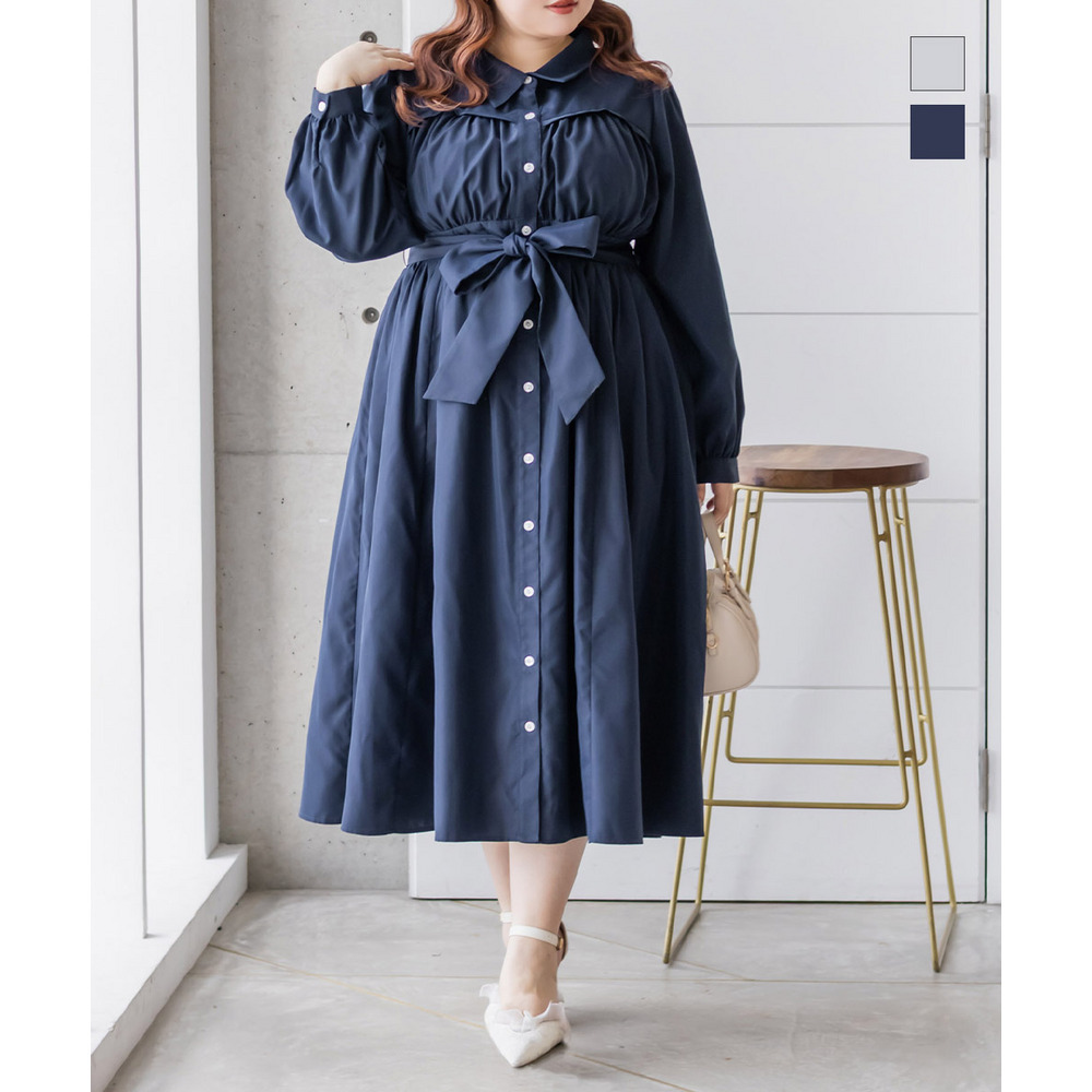 CLETTEオリジナルビスチェ風切替シャツワンピース