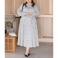 CLETTEオリジナルビスチェ風切替チェック柄シャツワンピース