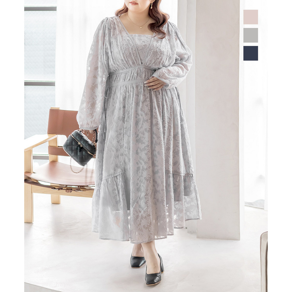 CLETTEオリジナルドロストリボンシアー花柄ワンピース