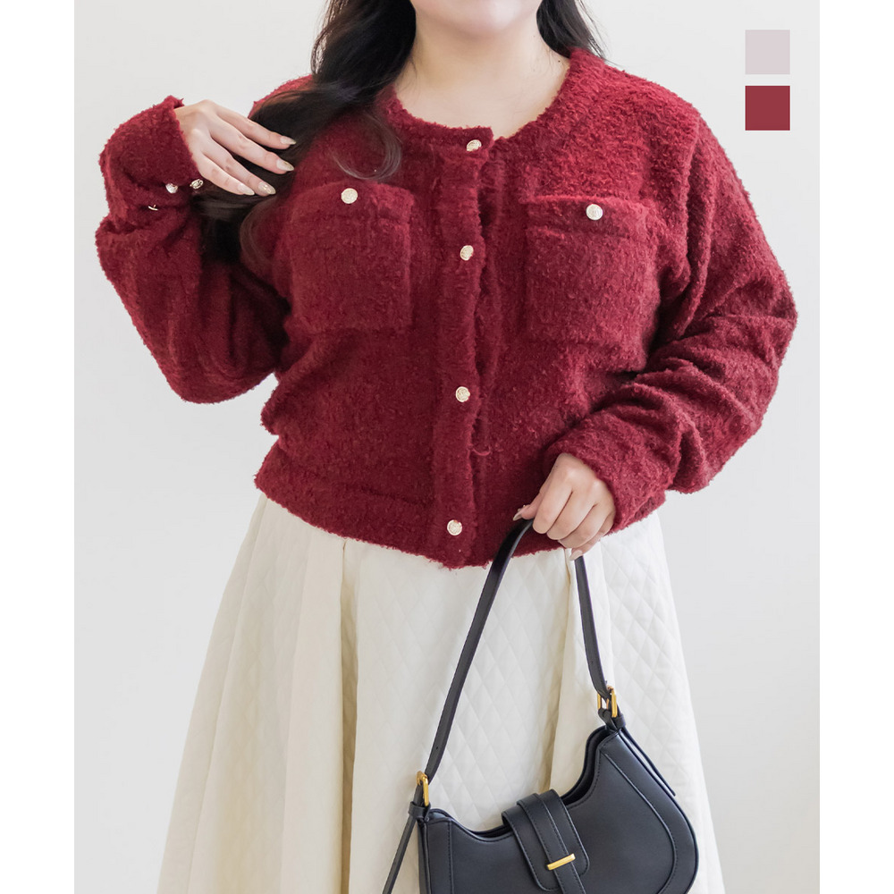 ゴールドボタンループヤーンカーディガン