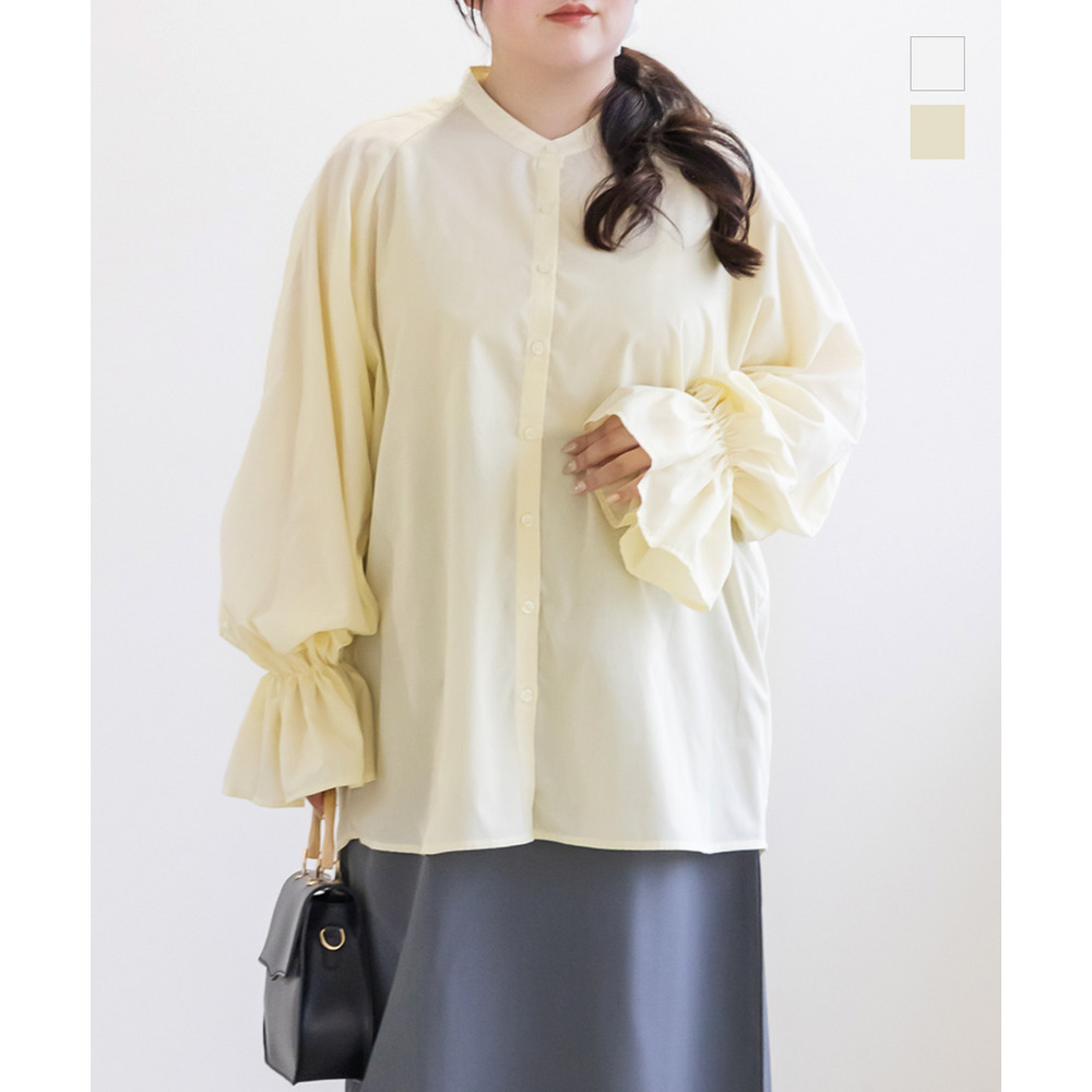 ピンタック袖ボリュームブラウス