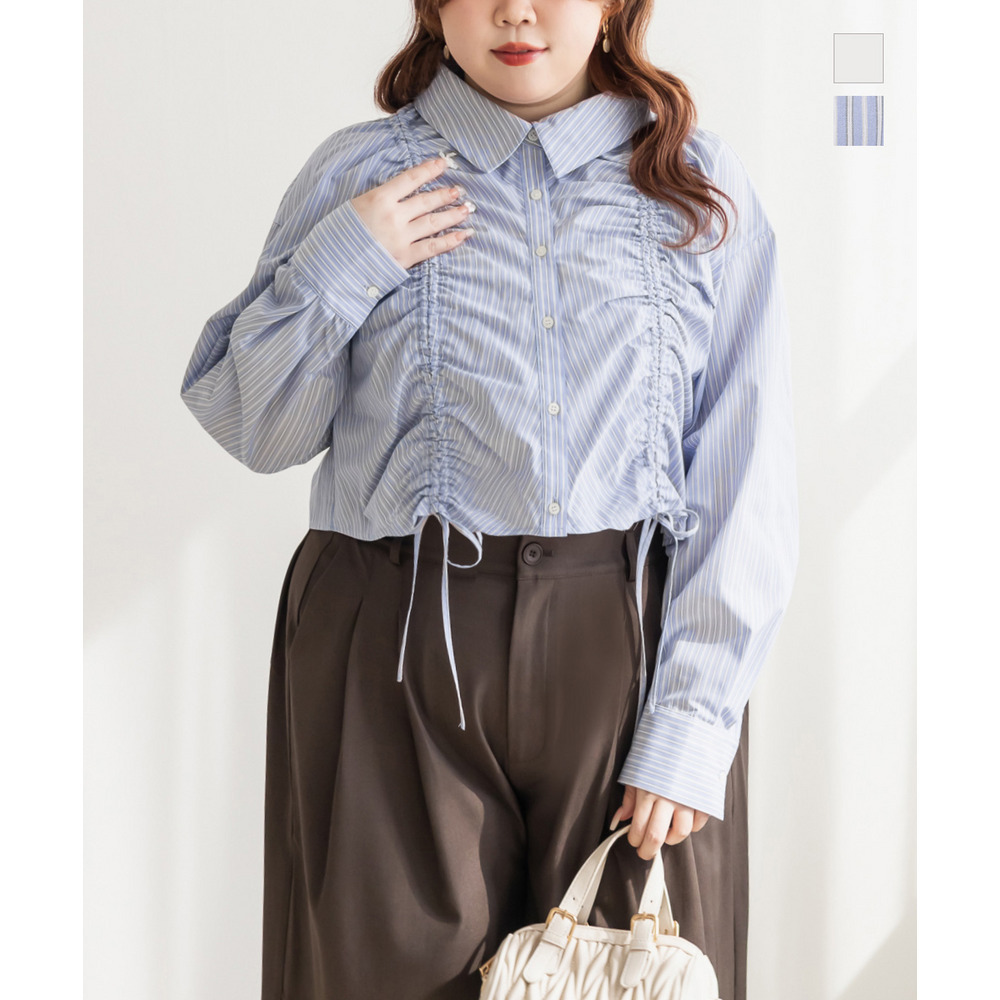 フロントシャーリングリボンシャツ