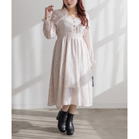 ボレロドッキング花柄ワンピース