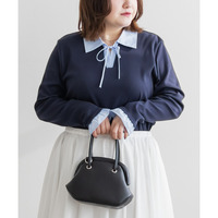 シャツレイヤードリボンプルオーバー