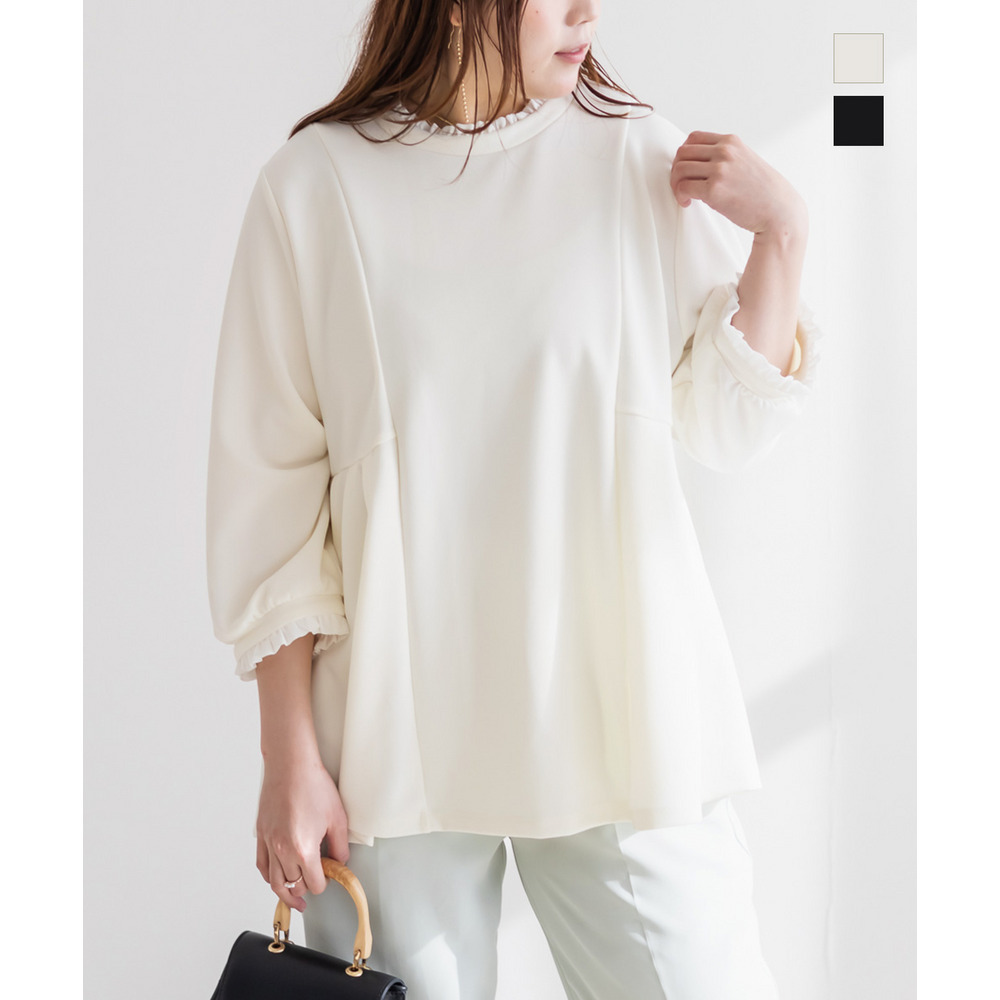 プチハイペプラム長袖ブラウス
