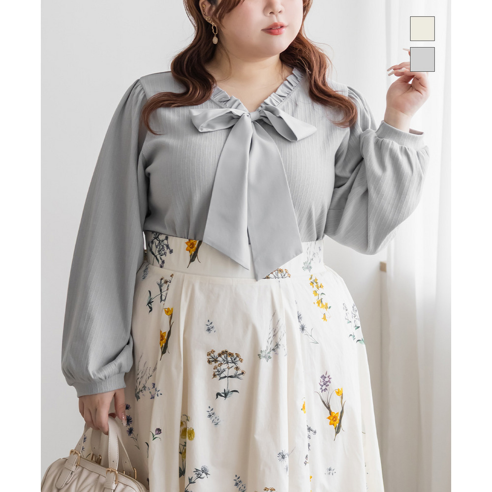 CLETTEオリジナルリボンデザインリブプルオーバー