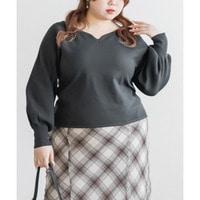 CLETTEオリジナルハートネックバックリボンニットプルオーバー