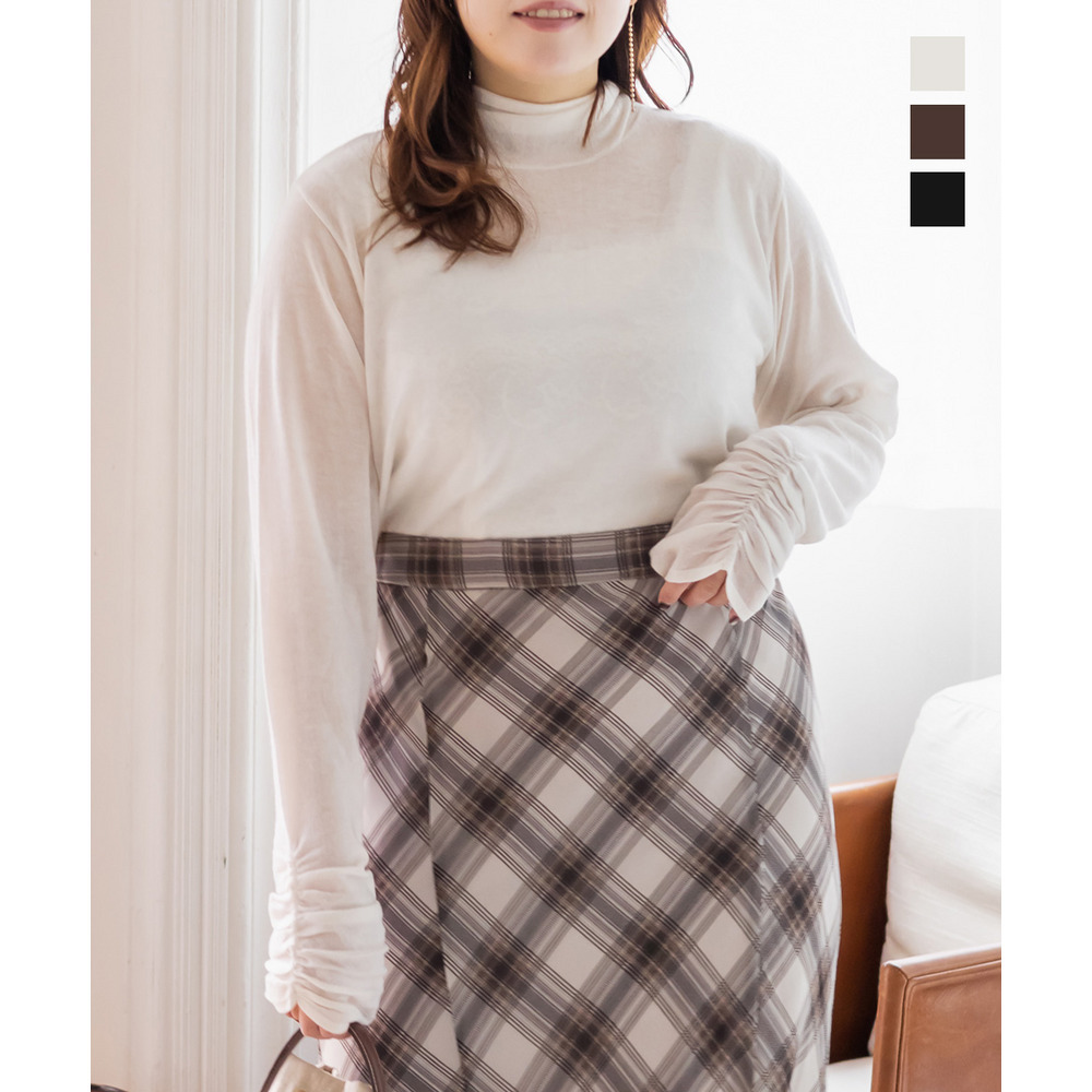 CLETTEオリジナルシルク混バックリボンハイネックシアーニット