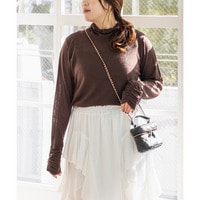 CLETTEオリジナルシルク混バックリボンハイネックシアーニット