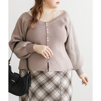 CLETTEオリジナルレースレイヤード風フロントボタンニット