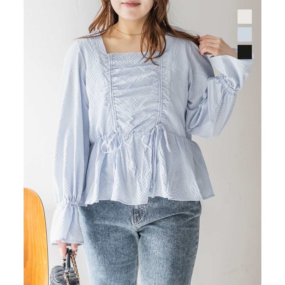 CLETTEオリジナルスクエアネックシャーリングブラウス1