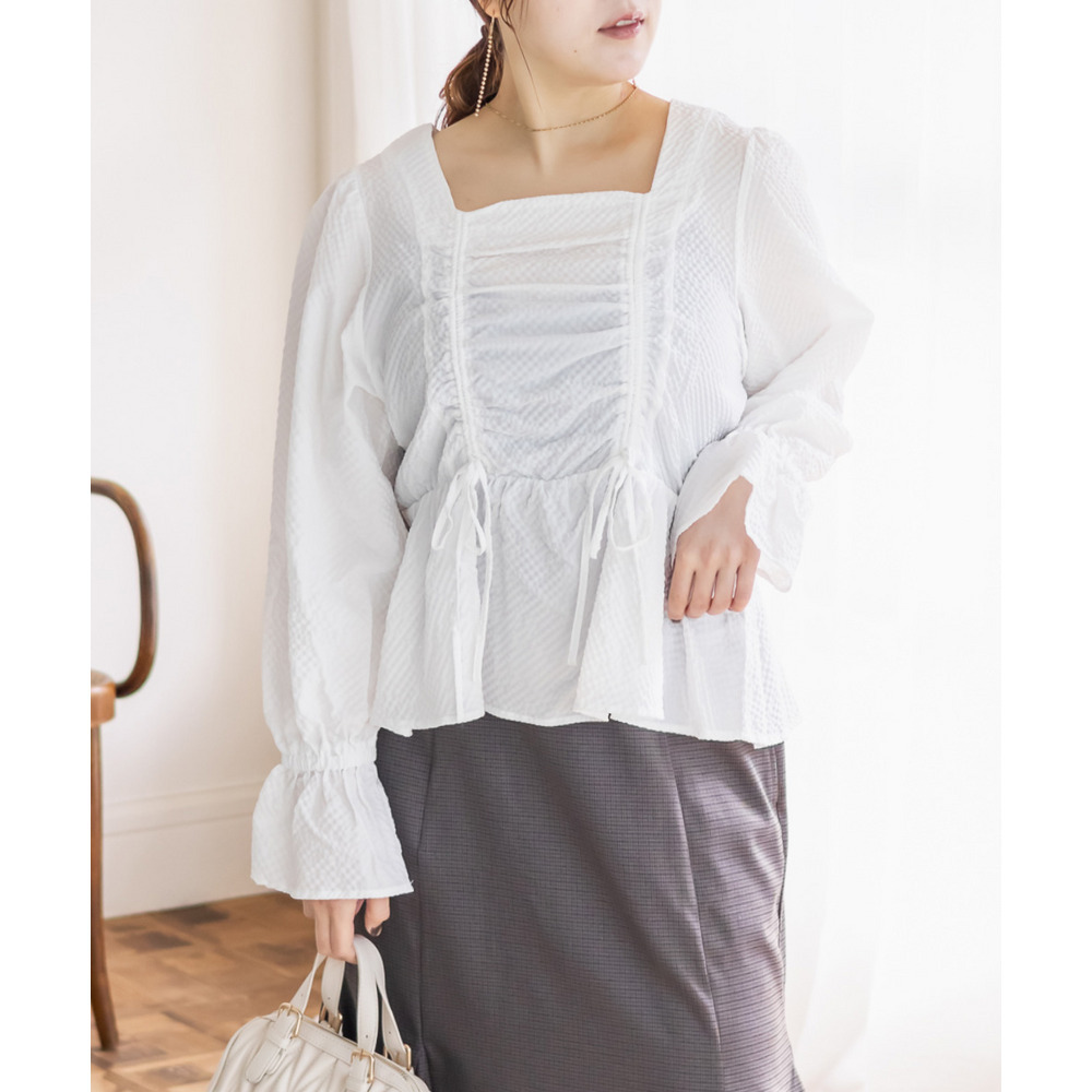 CLETTEオリジナルスクエアネックシャーリングブラウス12