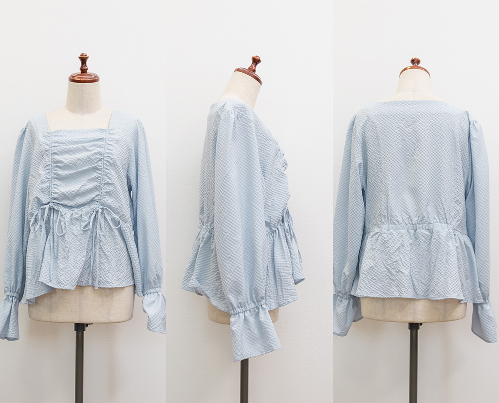 CLETTEオリジナルスクエアネックシャーリングブラウス16