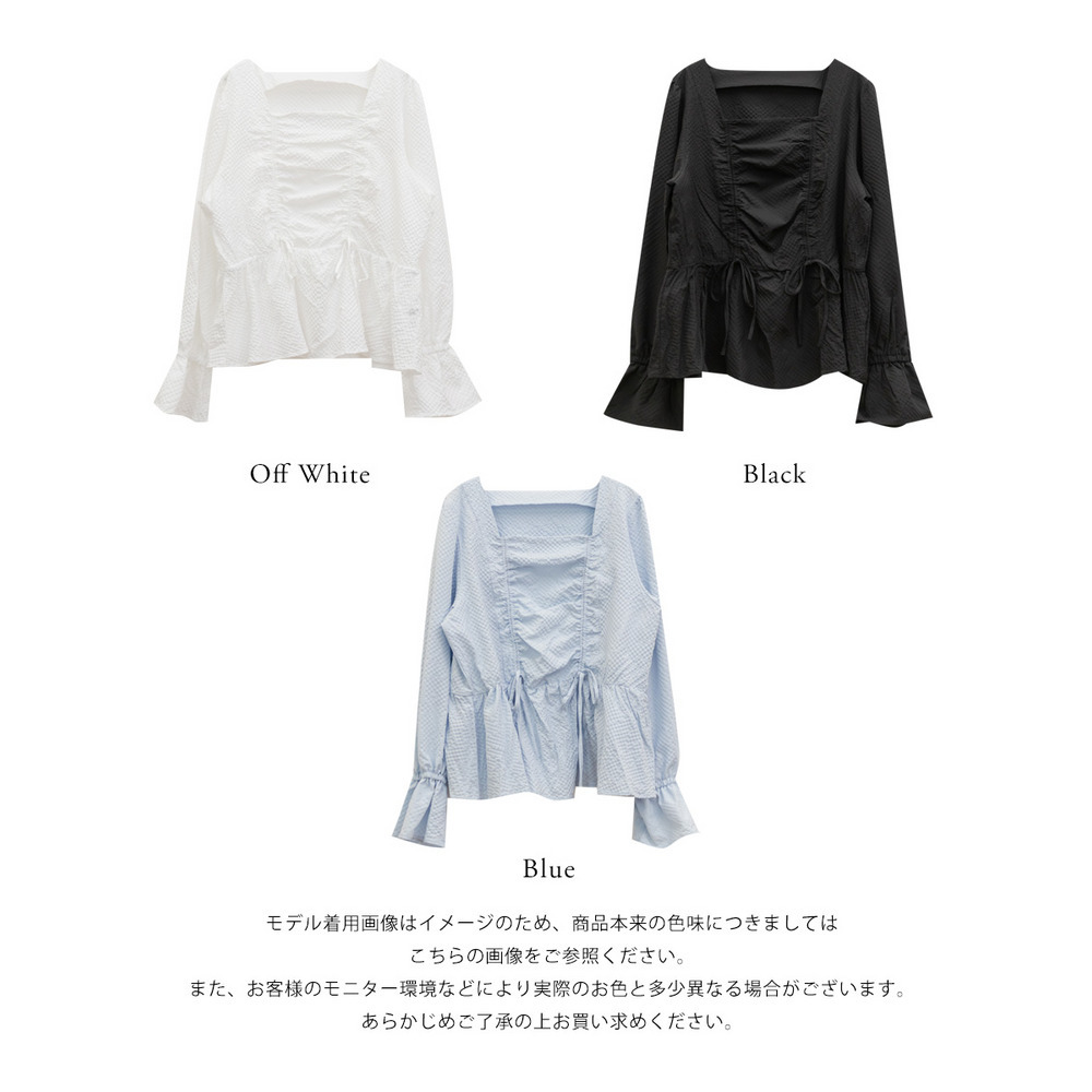 CLETTEオリジナルスクエアネックシャーリングブラウス17