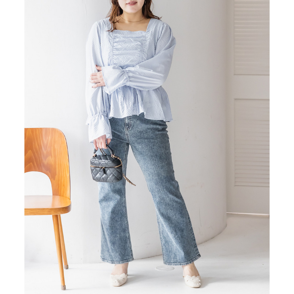 CLETTEオリジナルスクエアネックシャーリングブラウス2