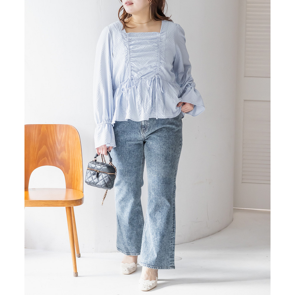 CLETTEオリジナルスクエアネックシャーリングブラウス3