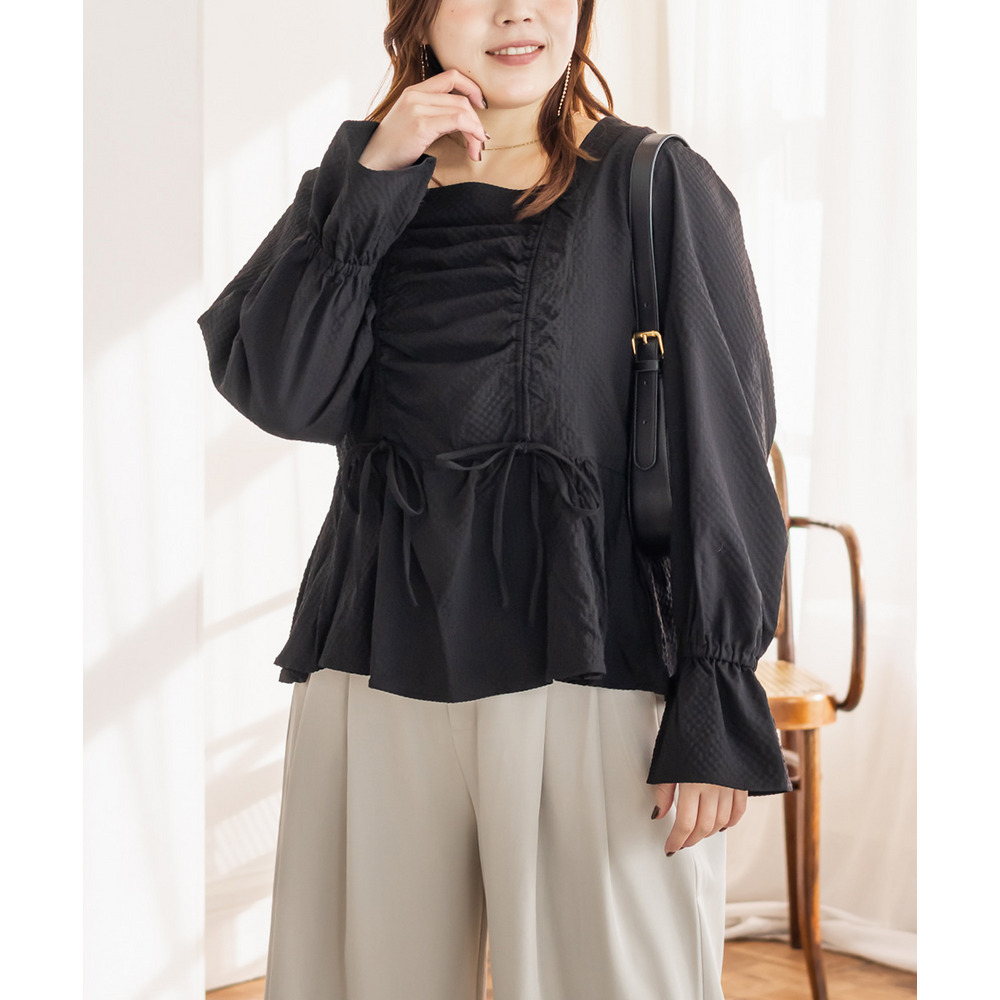 CLETTEオリジナルスクエアネックシャーリングブラウス9