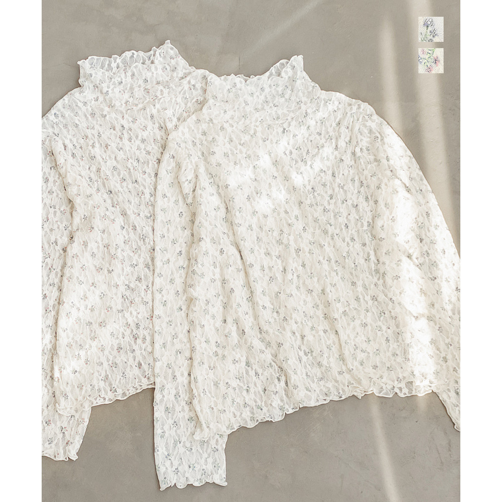 花柄レースメロートップス