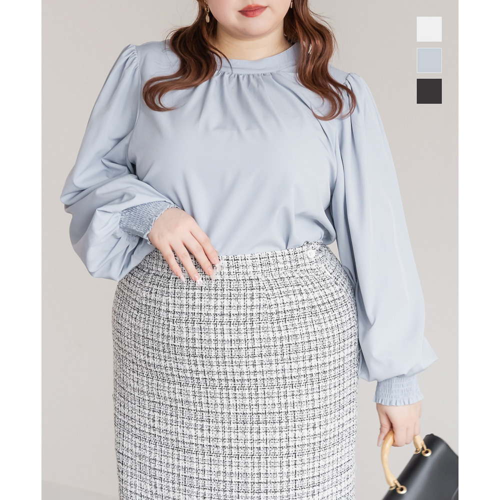 CLETTEオリジナルハイネックギャザーブラウス