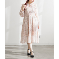 花柄フリルシフォンワンピース