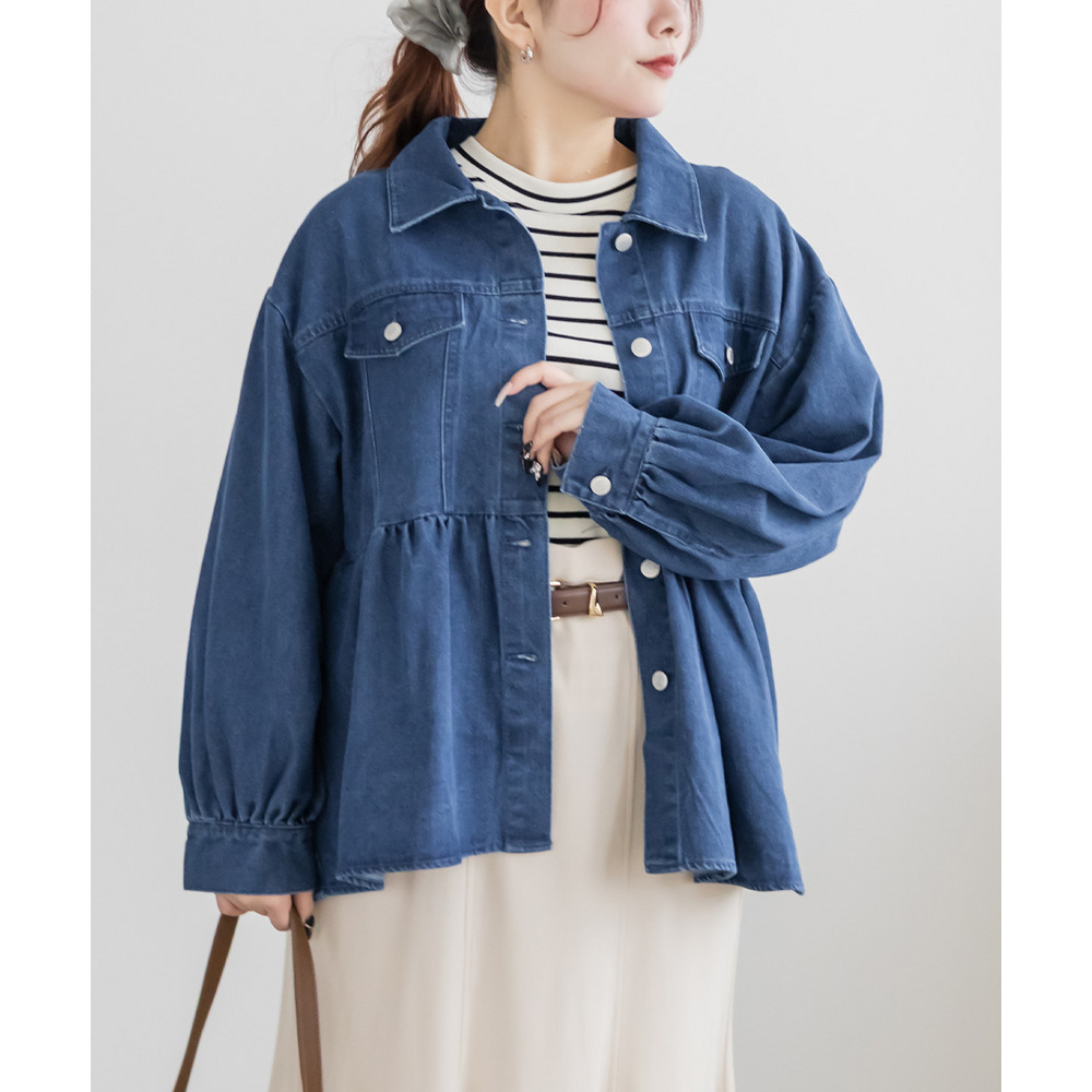 ペプラムデニムジャケット5