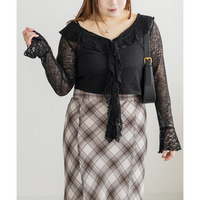 レース使いシアーカットソーカーディガン