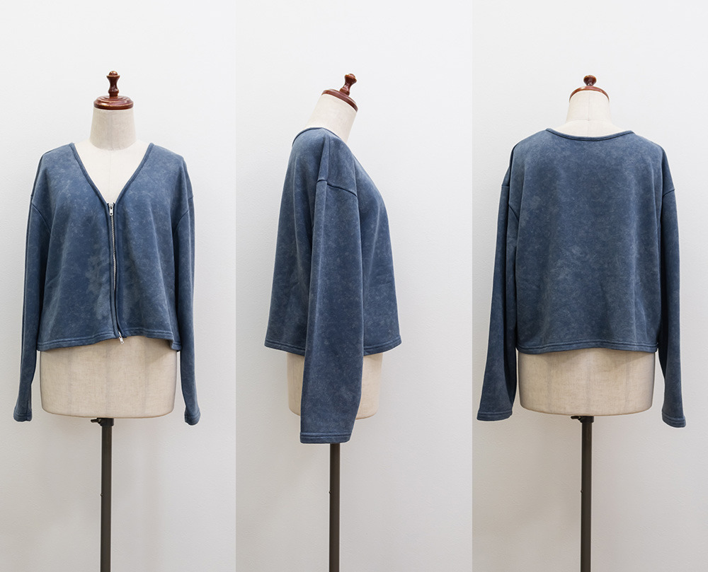 ダメージ加工風裏毛ジップカーディガン12