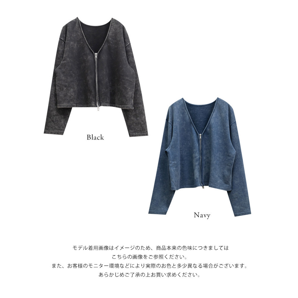 ダメージ加工風裏毛ジップカーディガン13