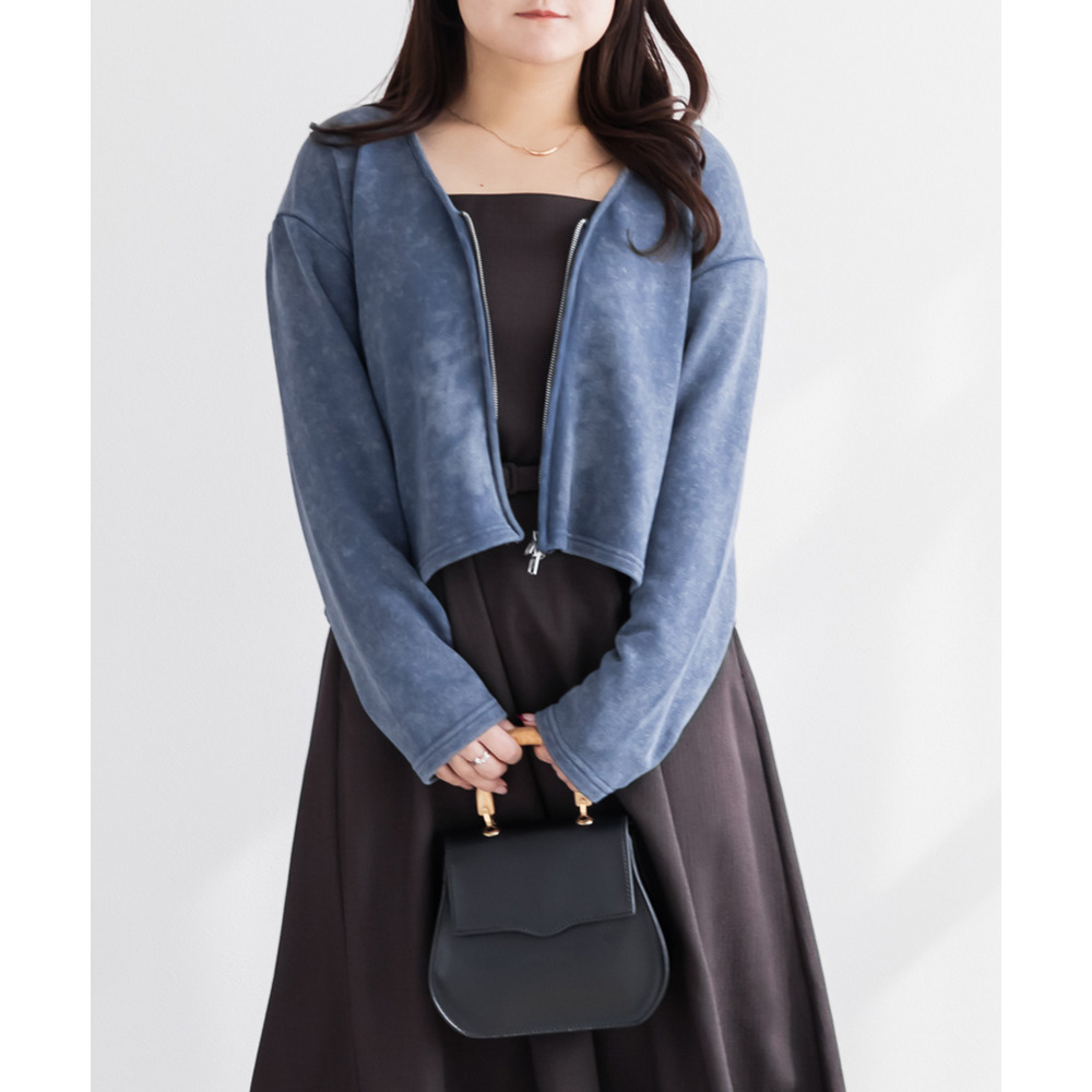 ダメージ加工風裏毛ジップカーディガン8