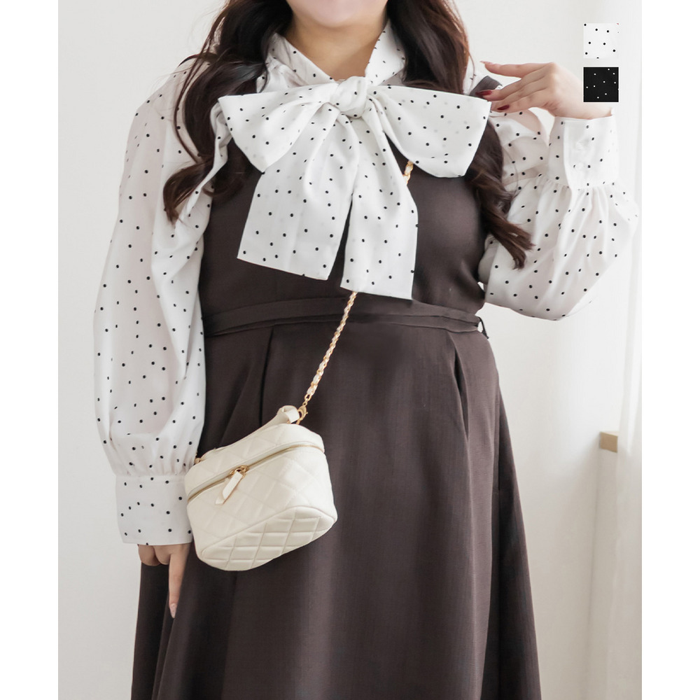 ドットボウタイブラウス