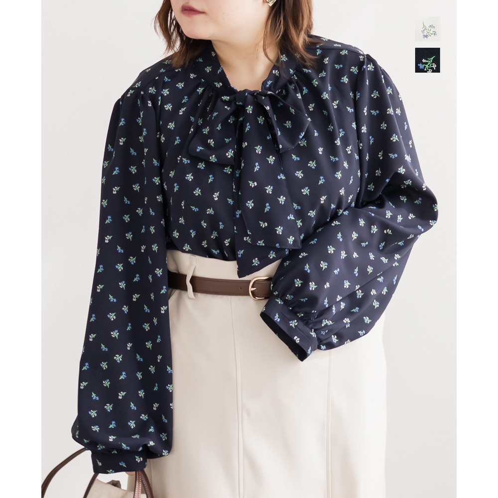 前後2WAY花柄リボンブラウス