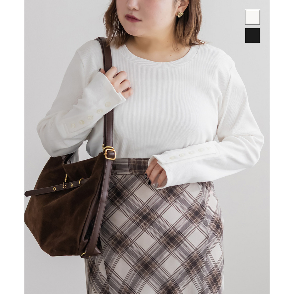 ボタンスリーブリブプルオーバー1