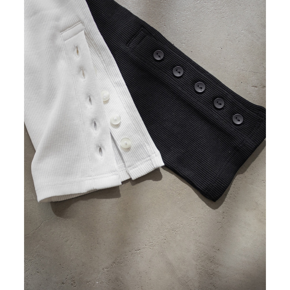 ボタンスリーブリブプルオーバー5