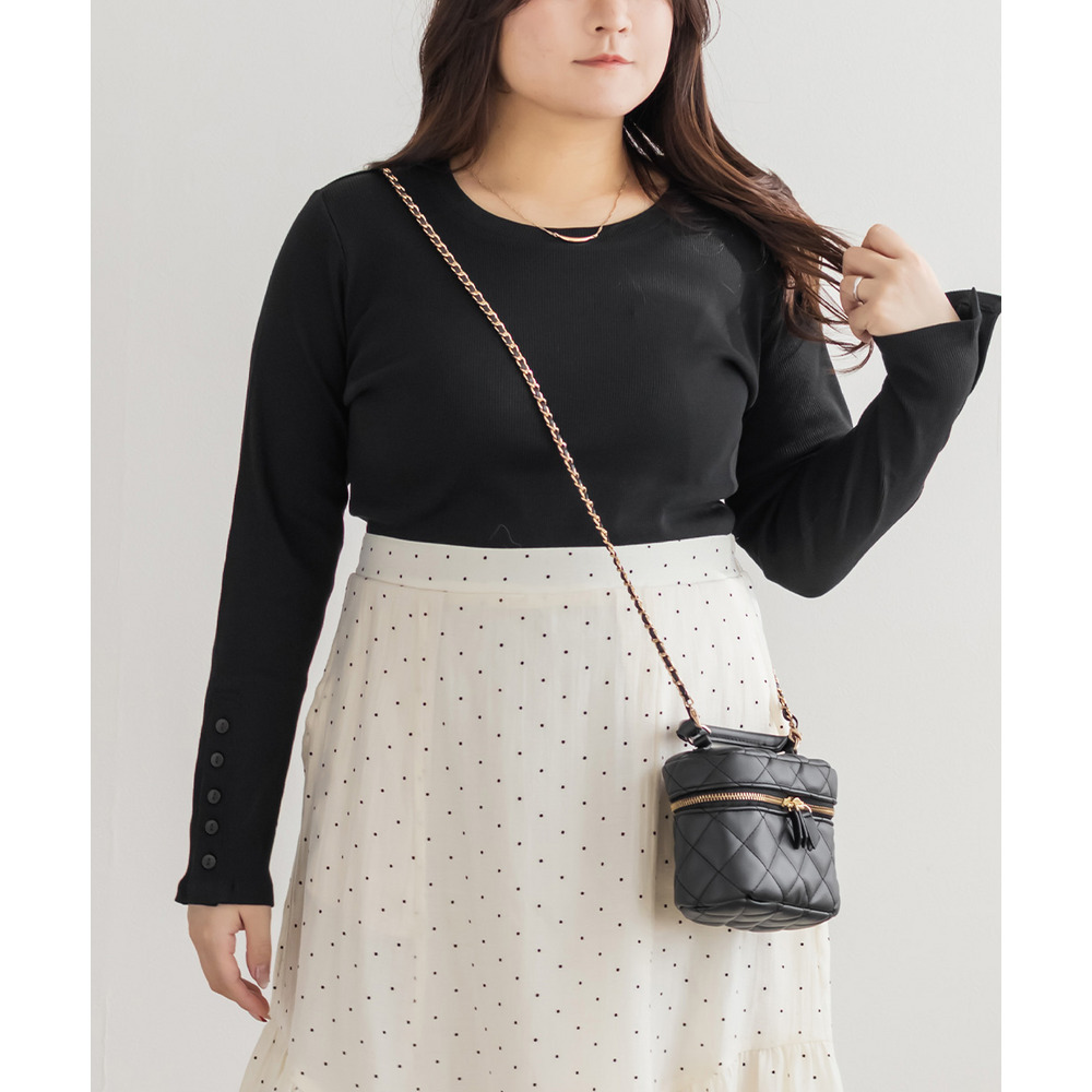 ボタンスリーブリブプルオーバー1