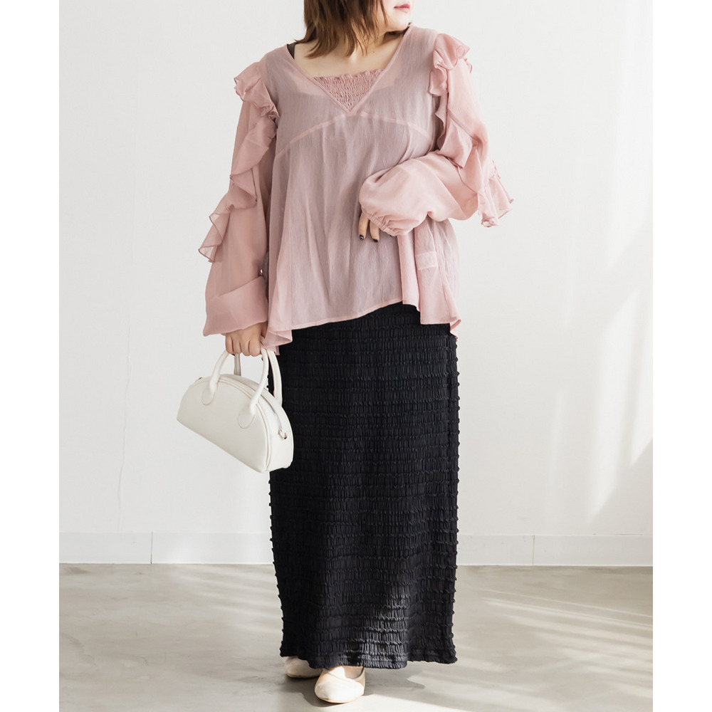 スリット入りフリルジャガードスカート5