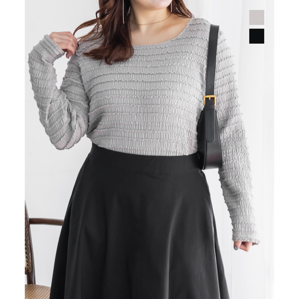 スクエアネックフリルジャガードプルオーバー