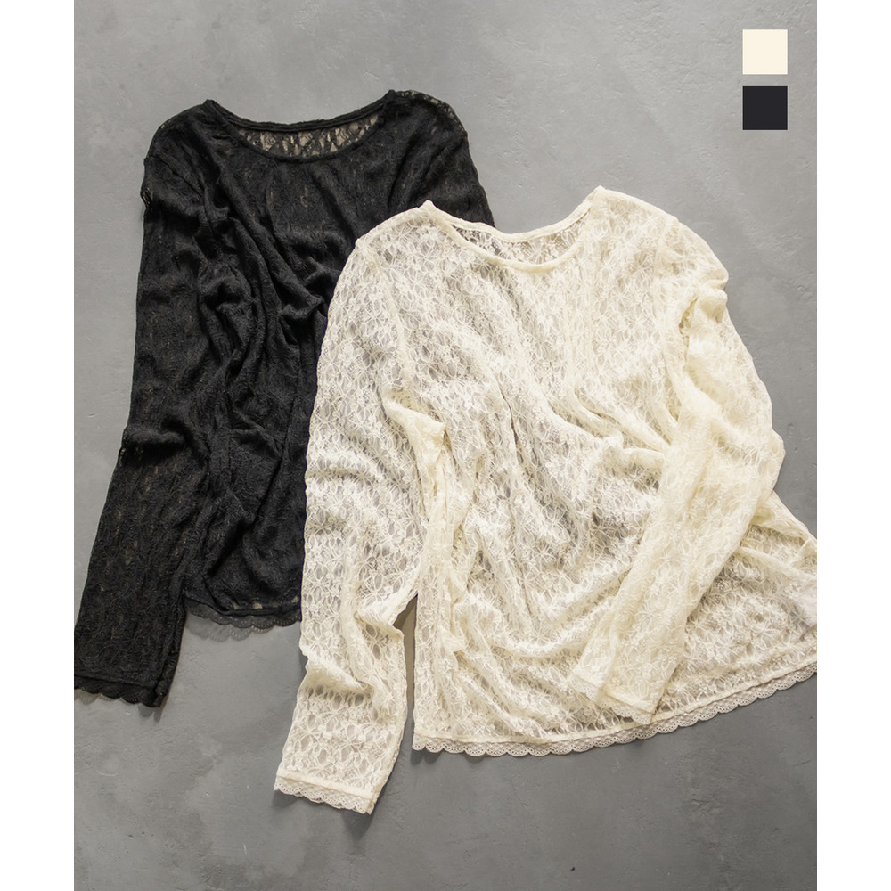 シアーストレッチレースプルオーバー
