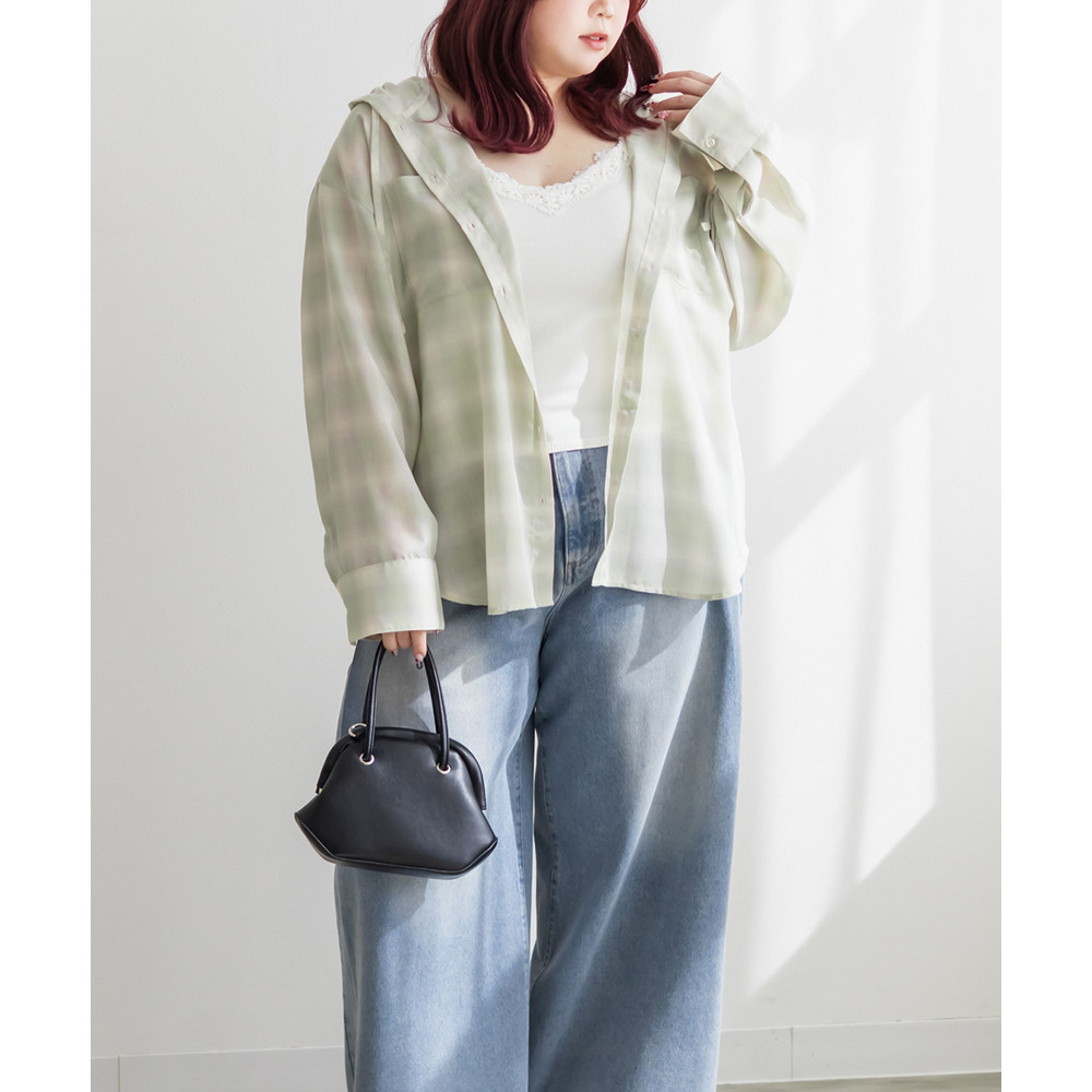 ビックチェックフードシャツ2