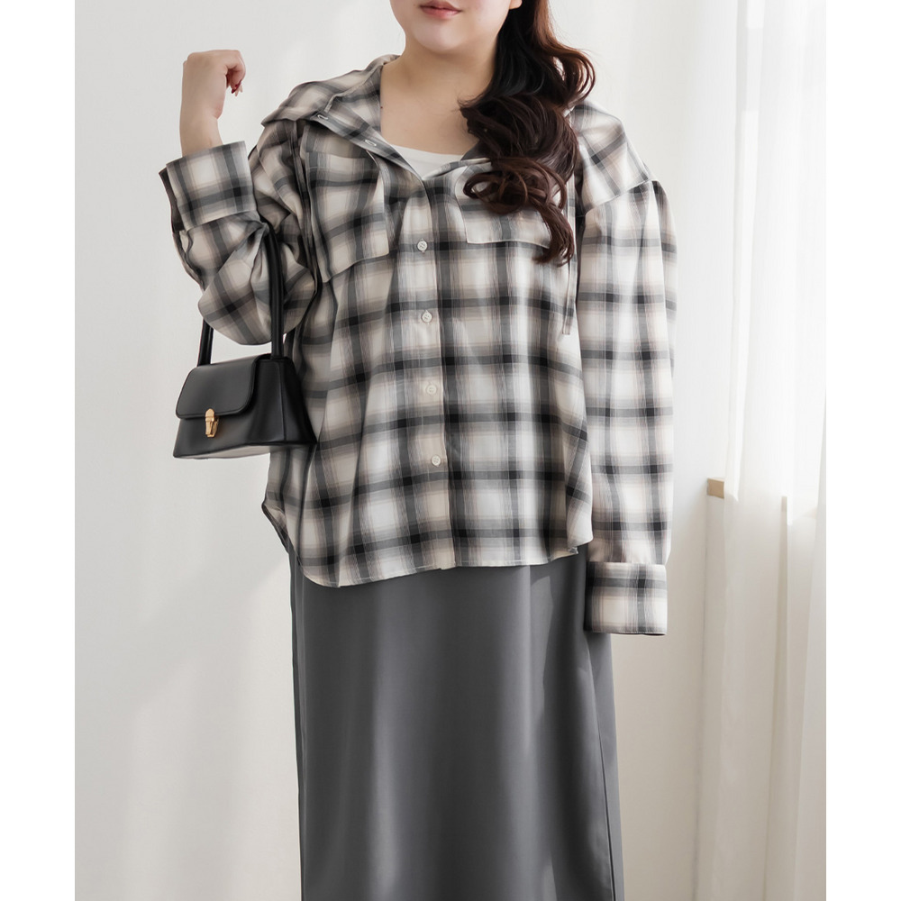 ビックチェックフードシャツ7