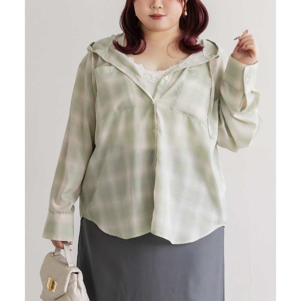 ビックチェックフードシャツ1